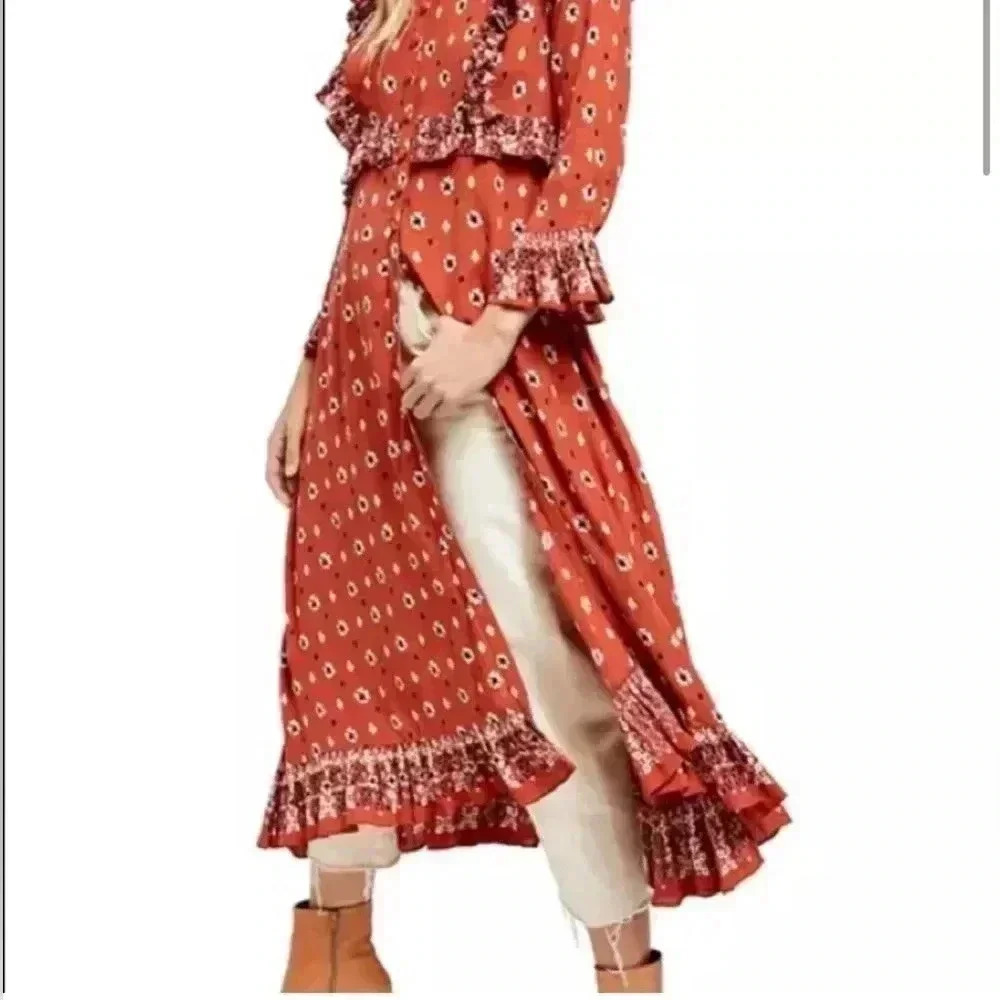 FREE PEOPLE CALICO SKIES MIDI DRESS - Picture 7 of 16